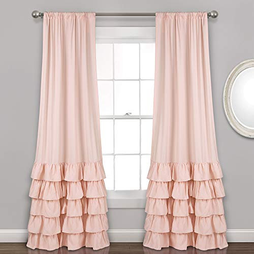 Lush Decor Lot de 1 Panneau de fenêtre en Polyester, pour Salon, Salle à Manger, Chambre à Coucher, Rose poudré, 101,6 x 213,4 cm (l x L)