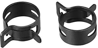 uxcell Steel Band Clamp 14mm Inner Dia Fit 14.5-15.2mm OD Hose Spring Band Type Action Fuel Line Silicone Tube Clip Clamp Black 10Pcs