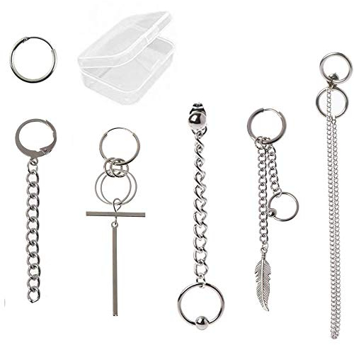 Integrity.1 BTS Ohrringe, 6 Stück Kette Tropfen Ohrring Kit, Titan Stahl Quaste Kette Tropfen Ohrring Kit, koreanischen Modeschmuck mit Ohrringe Aufbewahrungsbox