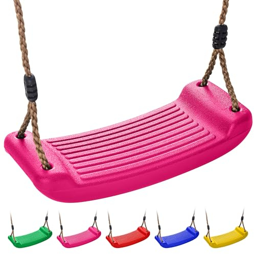 Kids Swing Seat – Durable Outdoor & Indoor Baby Swing Chair with Adjustable Rope – Heavy-Duty Plastic, Weather-Resistant – Replacement Swing for Climbing Frames, Playsets & Tree Swings