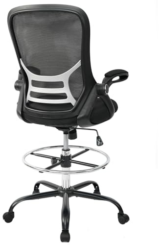 Ergonomischer Schreibtischstuhl, Drehstuhl hat Verstellbarer Lordosenstütze, Kopfstütze und Armlehne, Höhenverstellung und Wippfunktion, Rückenschonend, Bürostuhl bis 150kg/330LB Belastbar (Black)