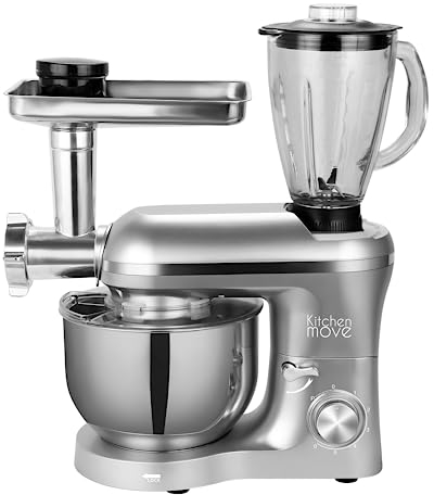 KITCHEN MOVE Robot multifunción VIPER PRO de repostería, picadora, licuadora de 1500 W con bol de 5,5 L, gris, de acero