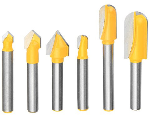 Forspero - Set di 3 punte tonde da 1/4 pollici per la creazione di cartelli V-Groove o Round Nose Router Bit