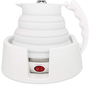 ZKHD 12V / 24V Voiture Voyage Pliable Silicone Portable Bouilloire Électrique, Le Design Léger Et Mince, Seulement 5 Cm D'épaisseur Après Pliage, Un Gain De Place,Blanc,Electric Kettle