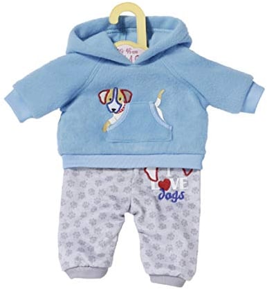 Dolly Moda Sport-Outfit mit blauem Kapuzenpulover mit grauer Hose für 43 cm große Puppen, 871324 Zapf Creation