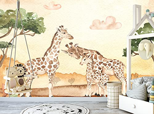 Safari Animaux Mural Mural Savana Girafe Papier peint Photo L 366 cm x H 254 cm Décoration Murale Image Géante Papier Poster Enfants Chambre d'enfant