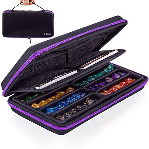 SIQUK Würfeletui kompatibel mit DND Würfel Set, Tischspiele Würfel Fall und Würfel Rollen Tablett, Würfelschale und Vorratsbehälter Tisch RPG Fall Veranstalter DND Organizer
