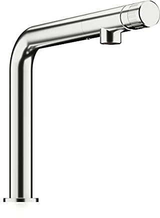 Armatur Turno Solo in EDELSTAHLFINISH mit schwenkbarem Auslauf und integrierter Kopfsteuerung/Einhebelmischer