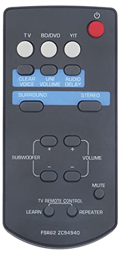 FSR62 Replaced Remote Compatible with Yamaha Sound Bar YAS-201 YAS201 YAS-201BL YAS201BL ZC949400 Front Surround System YAS-101