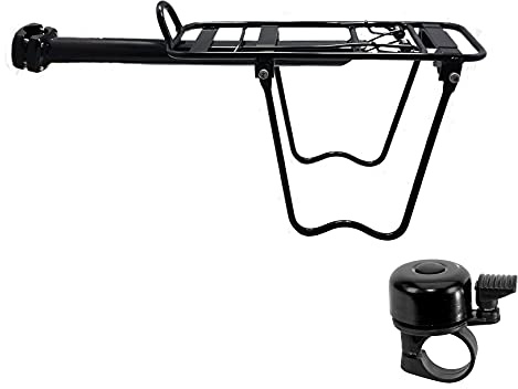Fahrradgepäckträger mit Bügel Fahrrad Gepäckträger bis 10 kg Schwarz inkl. Fahrradklingel