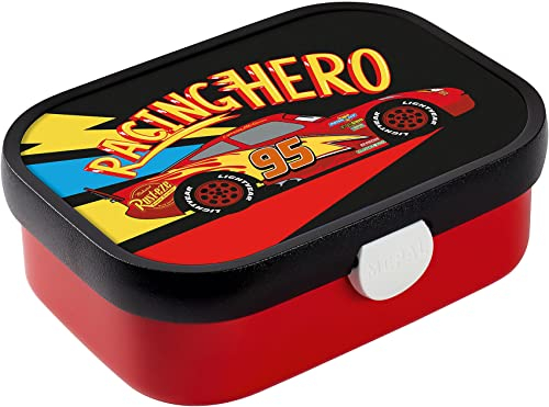 Mepal - Lunchbox Campus - Bento Lunchbox für Kinder - Brotdose mit Bento-Fach & Gabel - Meal Prep Box mit Clip-Verschluss - BPA-frei & Spülmaschinenfest - 750 ml - Cars go