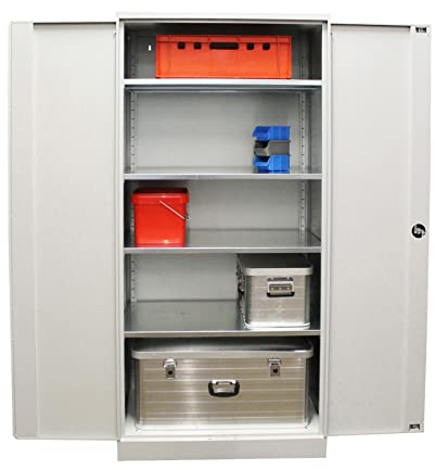 Schrank & Stuhl XL Werkzeugschrank – Werkstattschrank/Stahlschrank mit 4 höhenverstellbaren, vollverzinkten Fachböden, 195x92x50, Grau