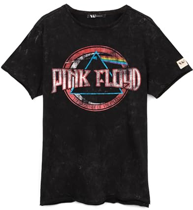Pink Floyd Unisex T-Shirt Black Acid Wash Band Tee Album Logo Music CD Merchandise