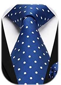 HISDERN Corbatas Azul Hombre Modernas Conjunto Corbata y Pañuelo Lunares Corbatas Elegante Boda Business