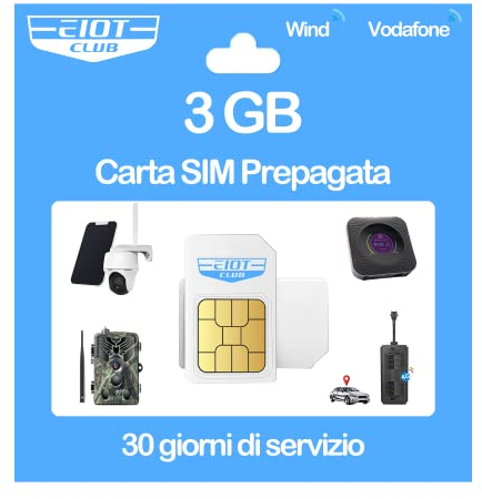 EIOTCLUB Carte SIM prépayée sans contrat, Carte SIM Compatible avec réseau SFR, 3 Go Pendant 30 Jours, données Uniquement, pour LTE Caméra & Caméra Chasse & Localisateur GPS