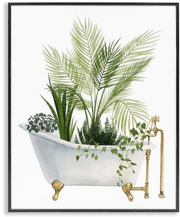 Stupell Industries 'Various Plants Greenery Vintage Tub', Framed Giclee Art, Black, 16 x 20 Inches, Easy to Hang and Sturdy, Made in USA, by Grace Popp