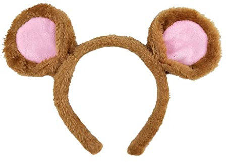 Haveratio Soft Bear Ears Headbands Plush Mouse Ears Hair Hoop for Washing Face Cartoon Animal Hairbands Halloween Costume Coffee