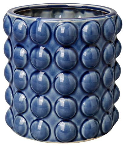 Oairse Durchmesser 15cm Pflanztöpfe für Pflanzen im Innenbereich, Keramik, Vintage-Stil, Polka Dot Gemusterte Pflanzgefäße, Bonsai-Behälter mit Ablaufloch für Pflanzen, Sukkulenten, Kakteen, Blau