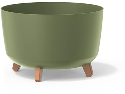 MELTOM Blumentopf Schale mit Füßen Einsatz Blumenschale Kräutertopf Übertopf, 39 cm x 27 cm (Grün)