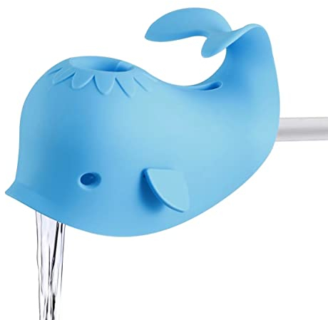 PandaEar Cubierta para Caño de Bañera, Cubierta de Grifo para Bañera de Bebé, Protector de Ducha para Bebés y Niños Pequeños, Ajuste Universal - Ballena (Azul)
