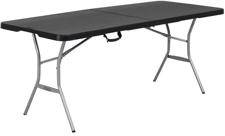 LIFETIME Rechteckiger Klapptisch 183x76x73 cm, Schwarze HDPE-Polyethylen-Tischplatte, Stahlrahmen, Sicherheitsschloss, Wetter- und stoßfest, Innen- und Außenbereich (92126)