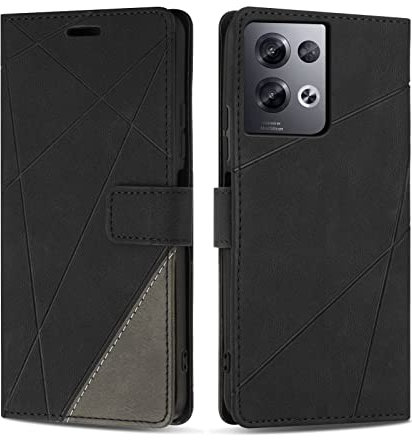 SONWO Case for OPPO Reno 8 Pro 5G, PU Leather Flip Wallet Case Magnetic Closure Cover Card Slots Phone Case for OPPO Reno 8 Pro 5G, Black