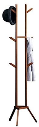 Garderobenständer Bodengarderobe Aus Bambus Mit Dreibein-Chassis Und 6 Haken, Freistehender Kleiderbügel for Flur, Flur, Zuhause, Schlafzimmer, Büro Kleiderständer (Color : Brown)