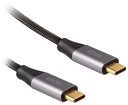 Ekon Cavo USB-C 3.1 Gen 2, ricarica, dati, video, 240W, Power Delivery, 10 Gbps, 4K, con chip E-Mark, maschio maschio, 1.8 metri, antigroviglio