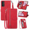JayModCase Coque pour Samsung Galaxy A14 5G, PU Portefeuille Rabat Fermeture aimantée étui en Cuir [Antichoc TPU] [Fonction Support] [Dragonne] Étui pour Samsung A14 5G - Rouge