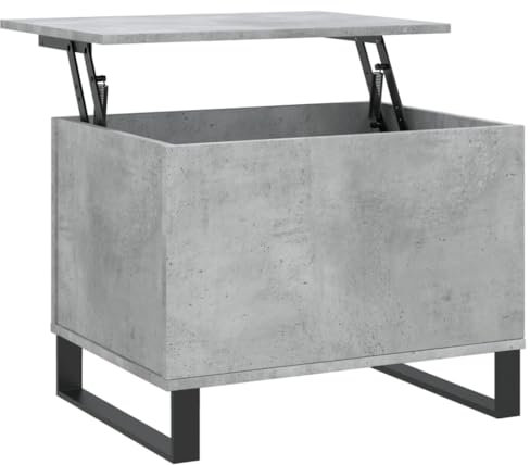 vidaXL Concrete Grey Lift-Top Coffee Table - Durable Engineered Wood and Metal Leg Construction with Hidden Storage Space for Living Room