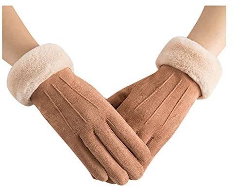 Azruma baumwollhandschuhe Winter Warm Touchscreen Thermohandschuhe Frauen Geschenk Outdoor Fleecefutter Strickhandschuhe baumwollhandschuhe handschuhe touchscreen damen (2-Khaki,Einheitsgröße)