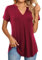 Beluring T Shirt Damen Sommer Kurzarm Oberteile Elegant V-Ausschnitt Longtop Weinrot XL