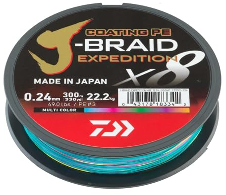 DAIWA J-Braid Expedition X8E - Lenza da pesca intrecciata, multicolore, 300 m