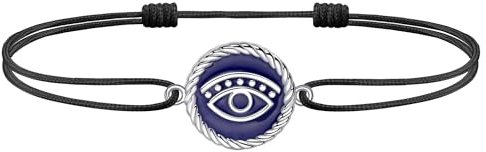 J.Endéar Fußkettchen Damen Böses Auge Silber 925 Wasserdicht Marineblau Surfer Fußkettchen Schnur Schwarz Fußkette Mädchen Frauen Maritim Strand Schmuck Schutz Amulett Geschenk