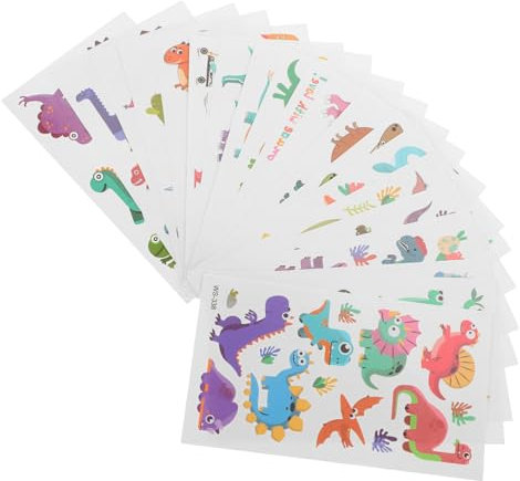 Beavorty Dinosaur Temporary Stickers 20 Sheets Decorative Temporary Sticker for Women