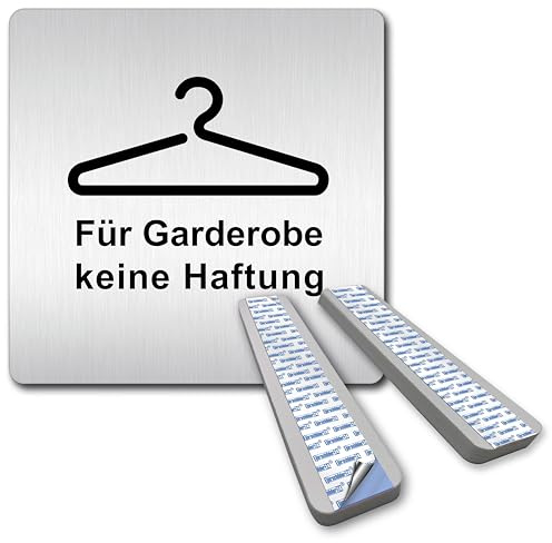 Türschilder24 XXL Schild - Türschild • 125 x 125 mm • Garderobe - Für Garderobe Keine Haftung • 1,5 mm Aluminium Vollmaterial • 100% Made in Germany (Für Garderobe Keine Haftung + Abstandhalter)