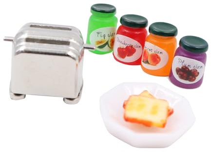 POFET Juego de tostadoras en miniatura para casa de muñecas, juego de rol, decoración de casa de muñecas