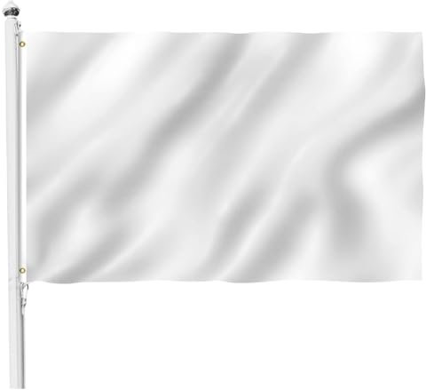 White Flags DIY Blank Flags 5ft x 3ft Banners 90 * 150cm with Two Brass Grommets Vivid Color Plain for Festival Party Sport Events Gardens Bar Indoor and Outdoor Decoration