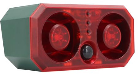 Solar Indoor Outdoor Motion Sensor Alarm, 13 Sounds Dog Barking Loud Noise Maker, 12 Red Flashing LEDs Motion Detector Alarm Siren Water proof for Home, Garden, Yard, Farm