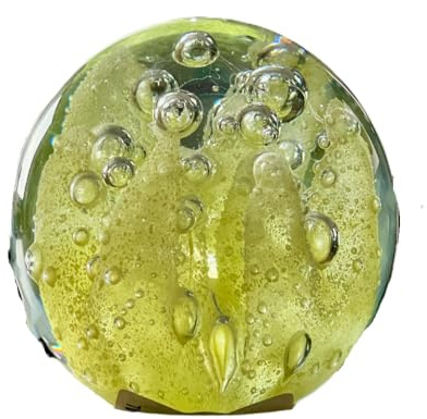 Dirk Davids Leuchten GmbH Ornament Glas Koralle Gelb, Blumen Kugel, Briefbeschwerer Glaskugel, Meer Pflanzen Ornament Ø8x8cm