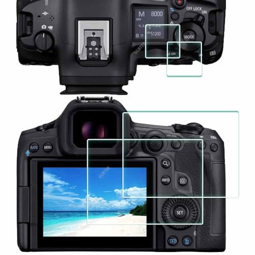 ULBTER Displayschutz Schutzfolie für Canon EOS R5 Mark II +OBEN Displayschutzfolie, 9H Härte LCD Gehärtetes Glas Kratzfest Anti-Fingerabdruck Anti-Staub Blasenfrei [2+2 Stück]