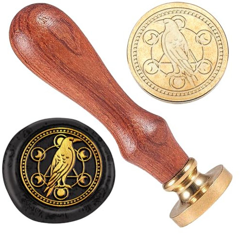 DELORIGIN 25mm Krähenwachs Siegelstempel Retro Siegelstempel Abnehmbarer Messingkopf Siegelstempel Mit Holzgriff Für Umschläge Grußkarten Briefe Einladungen Geschenke