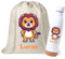 WEPRINTFY. | Pack Mochila Cuerdas Infantil Personalizada y Botella Térmica Personalizada | inicial y Nombre | Botella de 750 ml | Bolsa Ropa Guarderia | Botella Agua Acero Inoxidable (LEON)