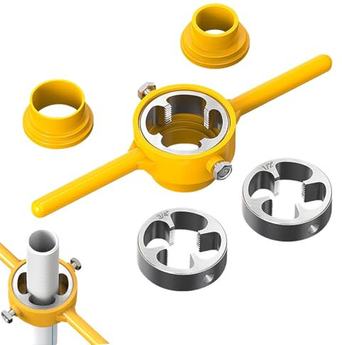 PVC Gewindeschneidwerkzeug für Elektrische Bohrmaschine,PVC Gewindeschneider Set mit 3 Schneideisen 1/2,3/4 und 1,Kunststoff Rohrgewindebohrer Werkzeug zum Schneiden&Rohrgewindebohrer (Manuell)