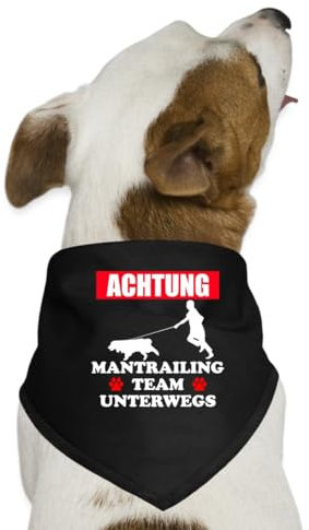 Spreadshirt Achtung Mantrailing Team Unterwegs Hund Geschenkidee Hunde-Bandana, One Size, Schwarz