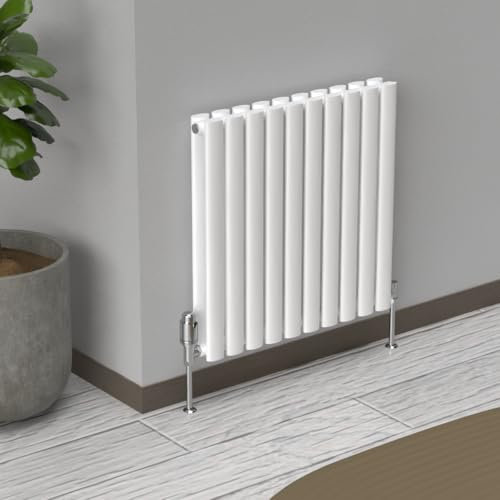 Lux Heat White Oval Horizontal Double Panel Designer Radiator 600mm (H) x 540mm (W)