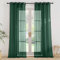 PONY DANCE Transparent Vorhang Grün Wohnzimmer Gardinen Modern Leichte Vorhänge mit Ösen Voile Gardine Leinenoptik Luftige und Lichtdurchlässige Ösenschal 2er Set, H 245 x B 140 cm Dunkelgrün