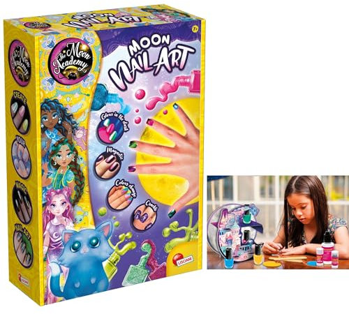 Lisciani - Moon Academy - Magisches Maniküre-Set zum Selbstgestalten für Kinder ab 7 Jahren - Phosphor-, Magnet- und Craquelé-Lack - Nagellack-Set für Kinder - Manuelle Aktivität - Geschenkidee