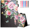 MOKASE for Amazon Kindle Fire HD 8/8 Plus Case(Fit 12th / 10th Generation 2024 2022 2020 Release), Slim PU Leather Stand Cover, Auto Wake/Sleep with Pen Holder for Fire HD 8/8 Plus, Black Peony