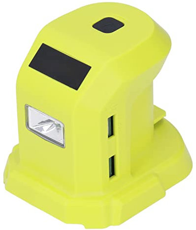 18V 14.4V Battery Adapter Converter with Dual USB Ports and LED Lights for Ryobi One+ P743 PSK005 PBP2003 P107, ABS Material, 4 Lighting Modes, 2A/1A Output